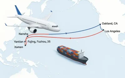 Shipping Route from China to USA